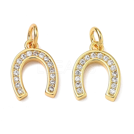 CZ Brass Micro Pave Cubic Zirconia Horse Shoe Charms ZIRC-L018-13G-1