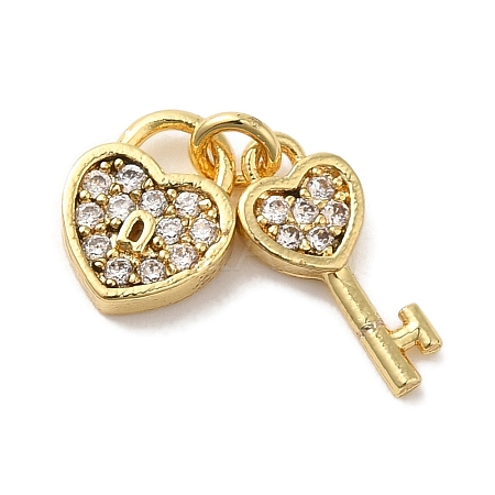 Brass Micro Pave Cubic Zirconia Charms KK-C072-27B-G-1