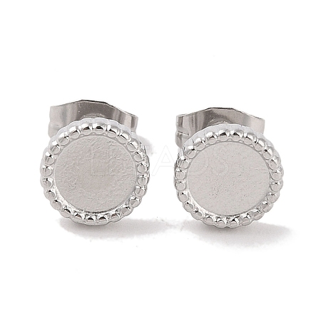 Non-Tarnish 304 Stainless Steel Flat Round Stud Earrings for Women EJEW-G389-02P-1