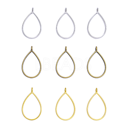 Rack Plating Alloy Drop Open Back Bezel Pendants PALLOY-CJ0001-24-FF-1