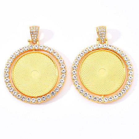 Alloy Pendant Cabochon Settings PALLOY-S107-005G-RS-1