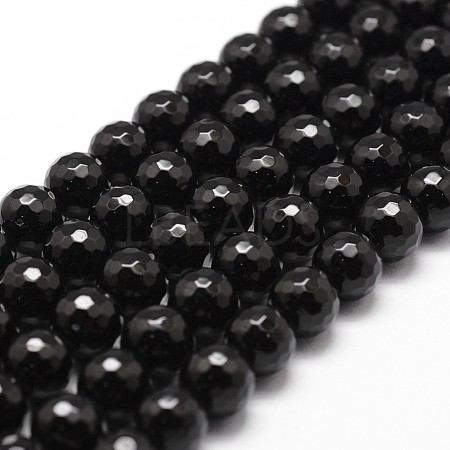Natural Dyed & Heated Black Onyx Beads Strands G-D840-22-10mm-1