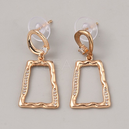 Brass Micro Pave Cubic Zirconia Dangle Stud Earrings EJEW-F330-01-1