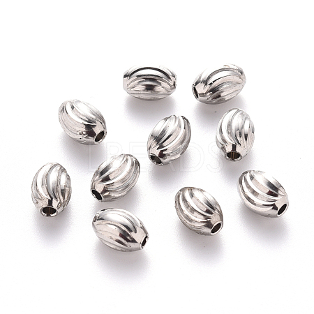 Tarnish Resistant 201 Stainless Steel Corrugated Beads STAS-S103-16B-P-1