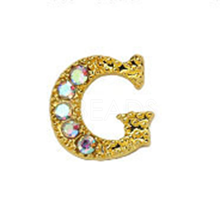 Alloy Gold Rhinetone Letters Nail Stud Cabochons MRMJ-S047-023G-1