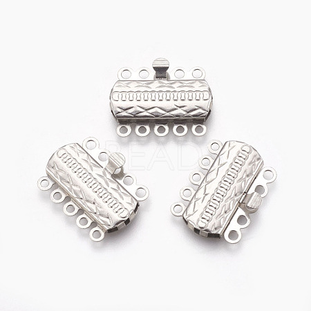 Tarnish Resistant 201 Stainless Steel Multi-Strand Box Clasps STAS-E441-01P-1