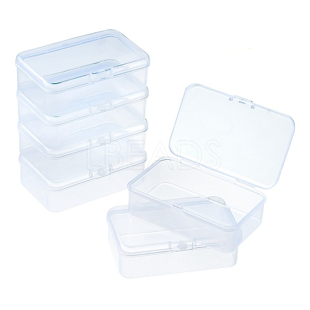 6Pcs Transparent Plastic Box with Hinged Lid CON-YW0001-59-1