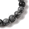 8mm Round Natural Snowflake Obsidian Braided Bead Bracelets BJEW-C067-01B-18-3