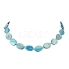 AB Color Natural Freshwater Shell Flat Oval Beaded Necklaces NJEW-JN06679-4