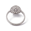 201 Stainless Steel Flower Adjustable Ring for Women RJEW-C045-01P-3