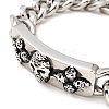 Tarnish Resistant 304 Stainless Steel Rectangle with Skull Link Bracelet with Curb Chains for Men Women BJEW-E009-24P-2