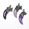 Antique Silver Zinc Alloy Natural Amethyst Big Pendants G-F228-62I-FF-1