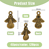 DICOSMETIC 120PCS 3Colors Tibetan Style Angel Alloy Pendants TIBEP-DC0001-07-2