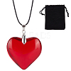 1Pc Glass Heart Pendant Necklaces NJEW-BBC0001-29A-1