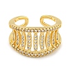 Rack Plating Brass Micro Pave Cubic Zirconia Wide Open Cuff Ring for Women RJEW-C082-04G-2