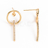 Brass Micro Pave Clear Cubic Zirconia Stud Earring Findings KK-S356-349-NF-3