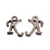 Gunmetal Plated Alloy Letter Pendants PALLOY-J718-01B-K-1