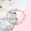 Brass Textured Paperclip Chain Anklets AJEW-AN00416-5