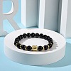 Synthetic Black Stone & Alloy Buddha Head Beaded Strech Bracelets BJEW-JB09420-02-4
