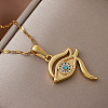 Vintage 304 Stainless Steel Glass Eye of Ra Pendant Necklaces for Women LS-EQ3909-3