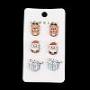Wood Stud Steel Needle Earrings EJEW-U016-04P-02-1