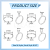 32Pcs 4 Styles 304 Stainless Steel Cuff Ring Components STAS-UN0064-46-3