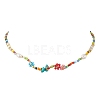 Flower Glass Seed & Pearl Beaded Necklaces NJEW-JN04677-01-2