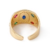 Colorful Cubic Zirconia Oval with Sun Open Cuff Ring RJEW-B043-15-2
