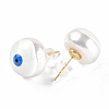 Natural Shell Evil Eye Stud Earrings with Enamel EJEW-G334-06I-2