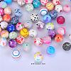 Printed Round Silicone Focal Beads SI-JX0056A-21-2
