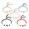 Natural Mixed Gemstone Round Beaded Slider Bracelets BJEW-JB11054-1