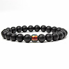 Frosted Natural Obsidian Round Beaded Stretch Bracelets ZO4749-2-1