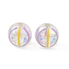 UV Plating Rainbow Iridescent Acrylic Enamel Beads OACR-I003-15A-2