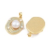 Brass with Aqua Enamel & ABS Plastic Pearl Pendants KK-CBA415D-06G-2