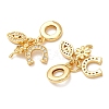 Rack Plating Brass Micro Pave Cubic Zirconia European Dangle Charms KK-P270-02E-G-1-2