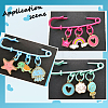 30Pcs 15 Colors Baking Paint Iron Brooch Findings IFIN-SC0002-01-6