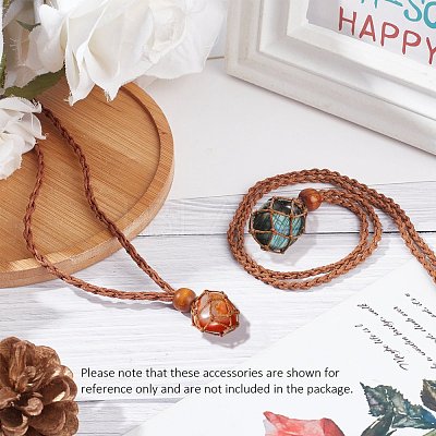 Adjustable Braided Waxed Cord Macrame Pouch Necklace Making NJEW-I243-A02-1