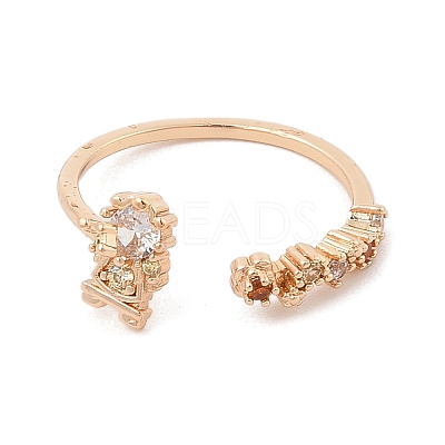 Brass Micro Pave Colourful Cubic Zirconia Open Cuff Rings for Women LS-RJEW-Z073-01G-02-1