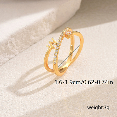 Classic Brass Micro Pave Clear Cubic Zirconia Finger Rings QN8130-2-1