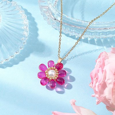 Glass & Glass Pearl Beads Pendants Necklaces for Women NJEW-MZ00106-03-1
