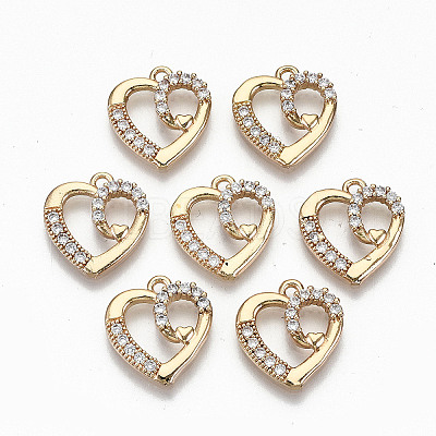 Brass Micro Pave Cubic Zirconia Pendants X-KK-S359-057-RS-1