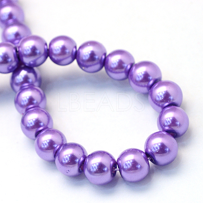 Baking Paint Pearlized Glass Pearl Round Bead Strands HY-Q003-10mm-27-1