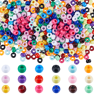 1800Pcs 18 Colors Opaque Plastic Beads KY-SC0001-83-1