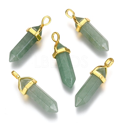 Natural Green Aventurine Double Terminated Pointed Pendants G-G902-B16-1