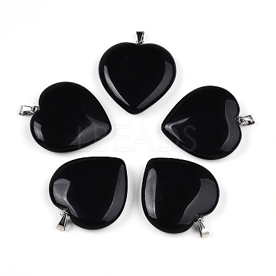 Natural Obsidian Pendants X-G-S364-006F-1