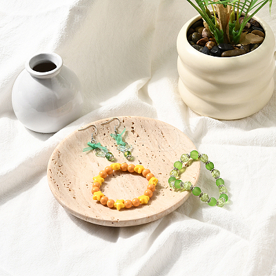 1Pc Flat Round Shape Marble Desktop Storage Tray AJEW-BBC0002-56-1
