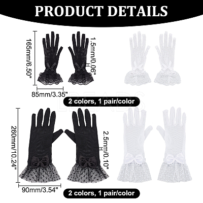 4 Pairs 4 Style Silk Gloves AJEW-GA0006-09-1