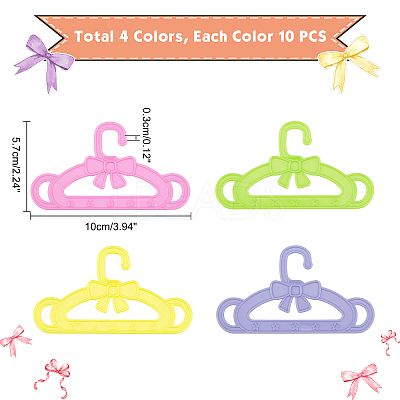 40Pcs 4 Colors Bowknot & Star Pattern Plastic Doll Clothes Hangers DIY-CA0003-48-1