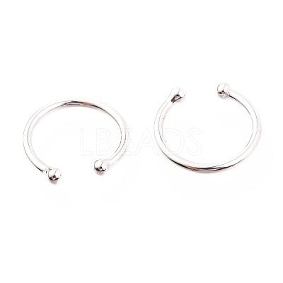 Anti-Tarnish Rhodium Plated 925 Sterling Silver Cuff Earrings EJEW-H124-06P-1