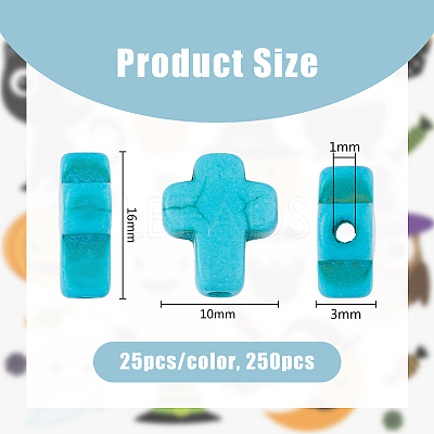 250Pcs 10 Colors Synthetic Turquoise Beads TURQ-DC0001-01-1